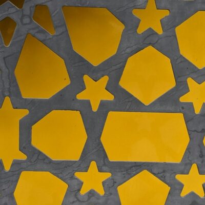 A grey and yellow patterned surface.