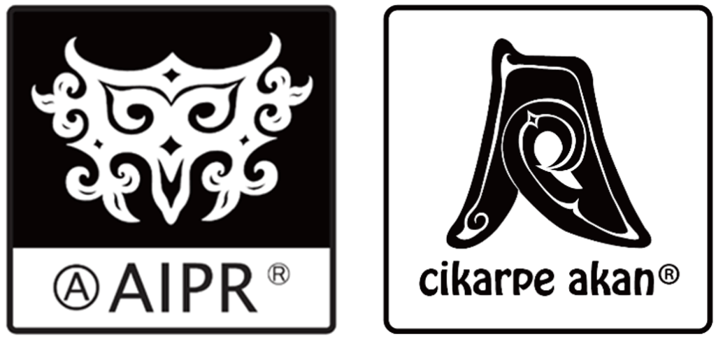 Official Labels for Akan Ainu Consuln Certification (left) and Akan Ainu Authentic Product (right). Photo permission granted by Akan Ainu Consuln