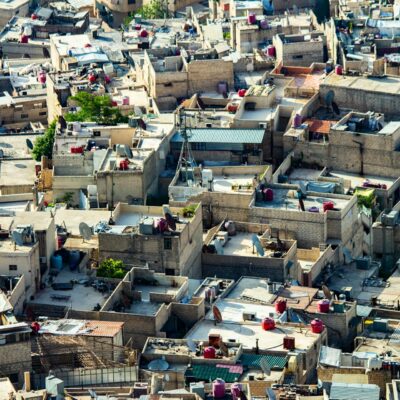 Aerial view of buildings in Damascus.